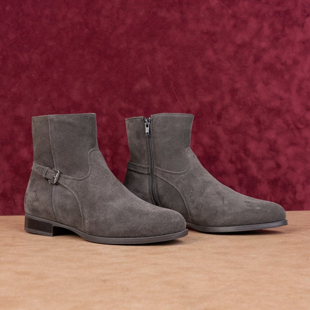 La Canadienne Women City Dry Grey Suede Waterproof Zip Ankle Boots sz 10